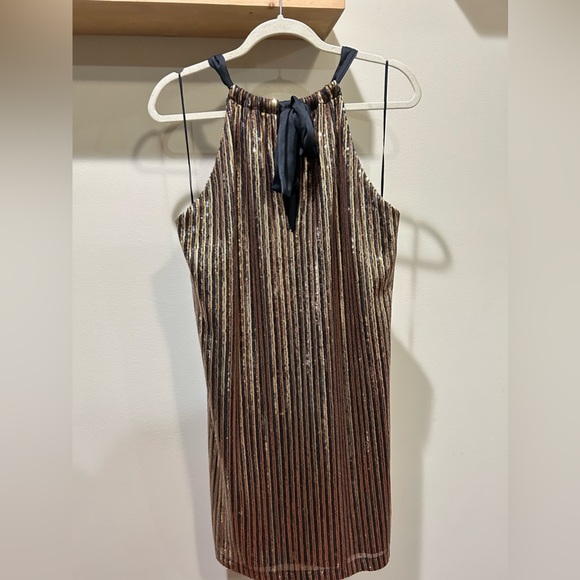 Trina Turk Gold Sequin Halter Mini Dress NWT - Picture 3 of 10